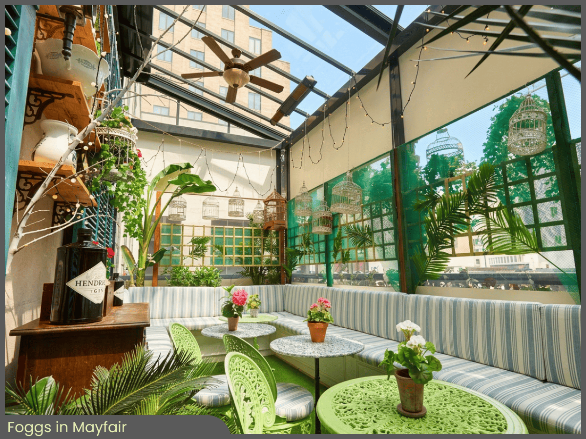 Morco Blinds - Project - Foggs - Bellfort Awning - Hendrick's Botanical Garden in London, Mayfair
